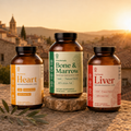 The Vitality Boost bundle — SHIFA Liver, Heart and Bone & Marrow on a sunrise terrace