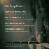 The Deep Reserve — SHIFA Bone & Marrow benefits panel: collagen for joints, skin and hair
