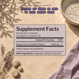SHIFA Kidney Supplement Facts — 1500 mg organic grass-fed beef kidney per serving